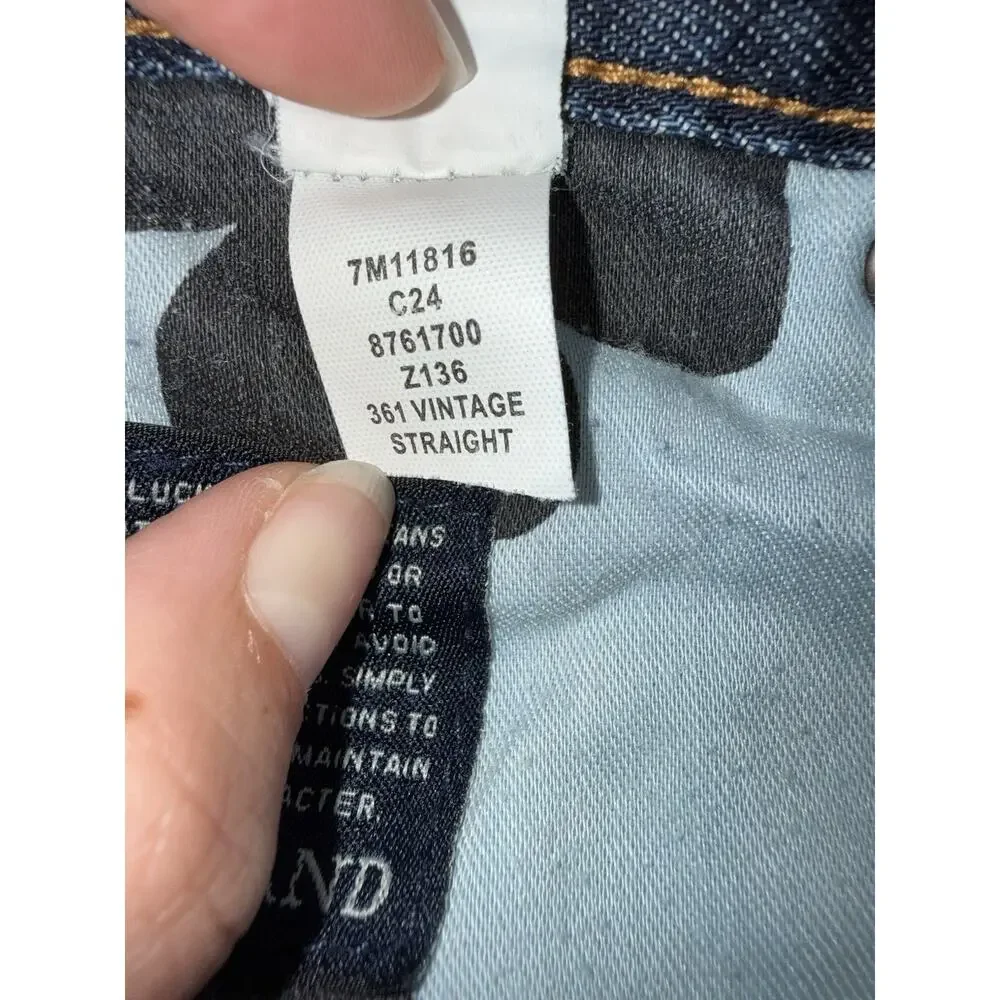 Lucky Brand 361 Vintage Straight Jeans Men's 33x30 Medium Dark Wash Baggy Y2K